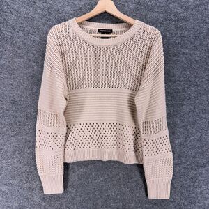 Trendy Threads Sweater Pullover Women 1X Plus Beige Knit Long Sleeve Cotton